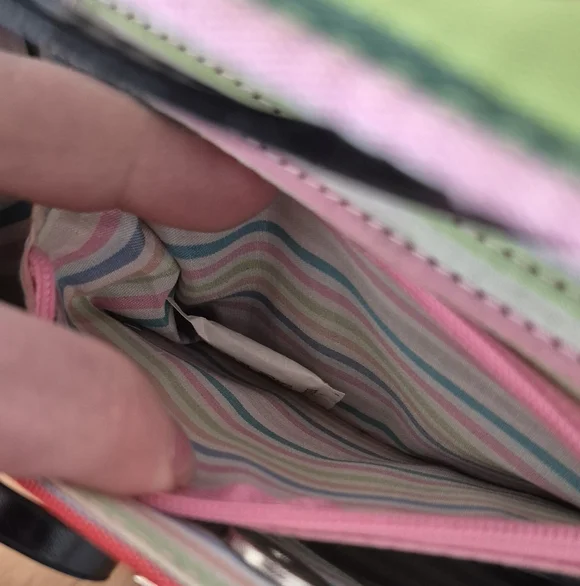 Kate Spade Vintage Small Colorful Striped Handbag With Bow - Picture 12 of 13